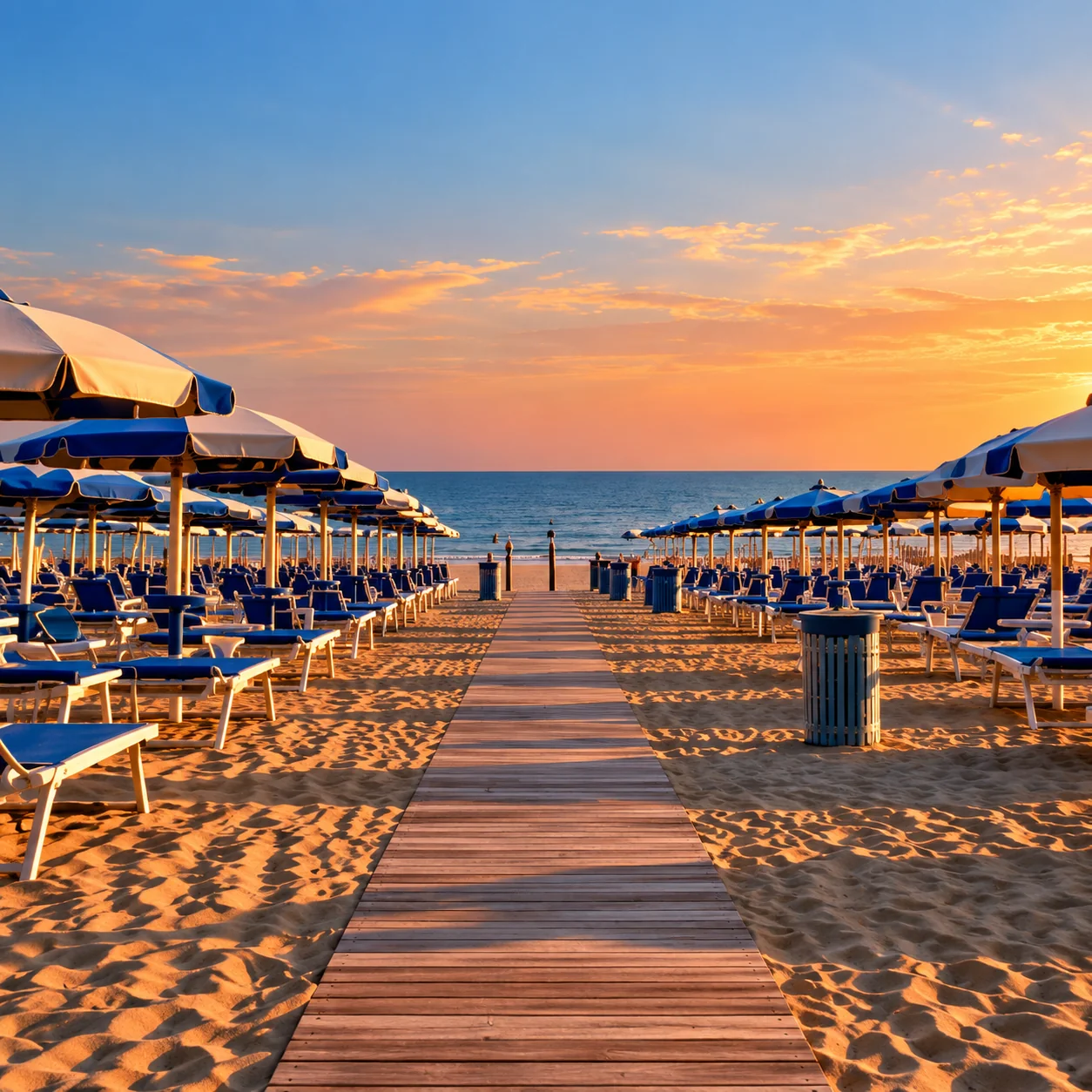 Ombrelloni e lettini sulla spiaggia di Jesolo
