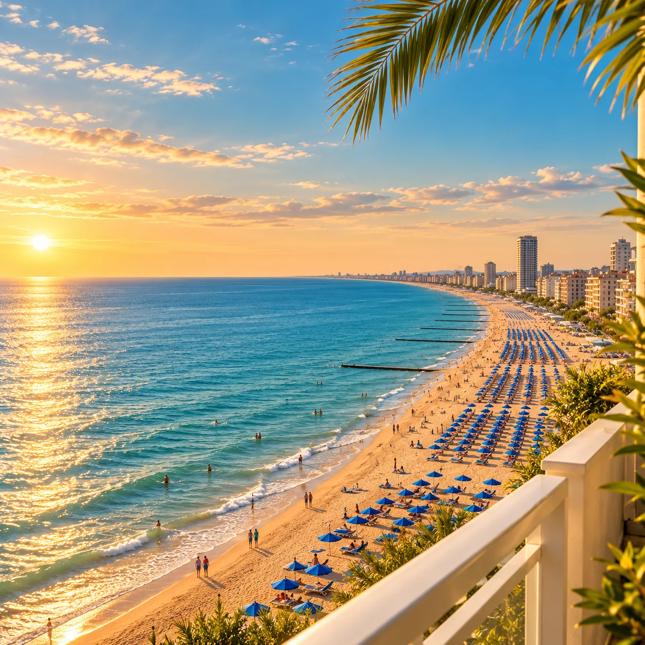 Il mare e la spiaggia di Jesolo visti da un terrazzo